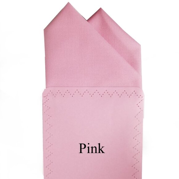 New - Pink Cotton Pre-Folded Pocket Square Handkerchief Insert - Picture 3 of 5